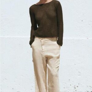 Zara khaki crochet top